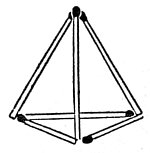 łamigłówka z zapałkami - cztery trójkąty równoboczne